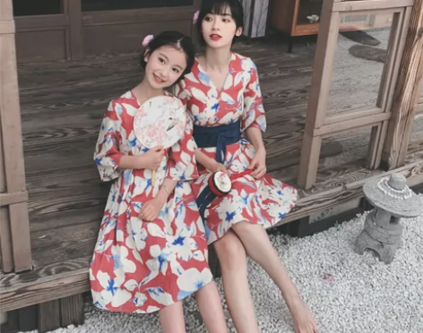 【春夏直降】小镇姗姗京都慕古风印花亲子套装...