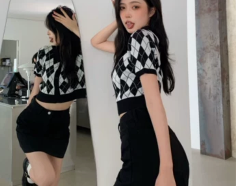 夏季网红盐系穿搭炸街小个子港风复古chic...