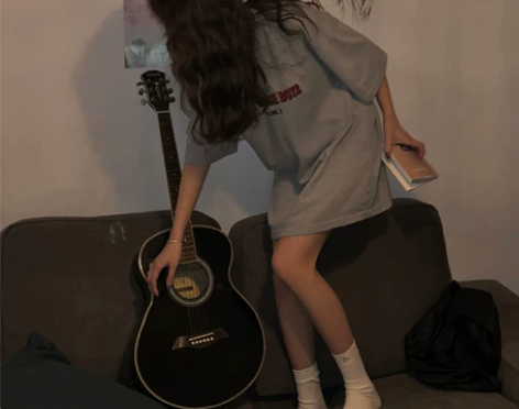 jmwomen古着感少女短袖t恤裙女夏中长...