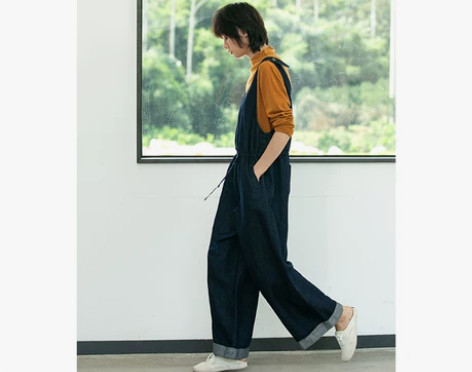 设计女装牛仔裤女长裤宽松裤棉麻原创复古