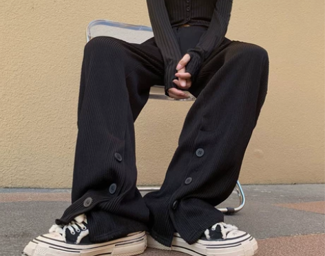 春秋季黑色阔腿裤女高腰拖地裤2022新款设...