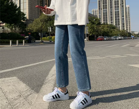 直筒牛仔裤女高腰显瘦宽松春装2021年新款...