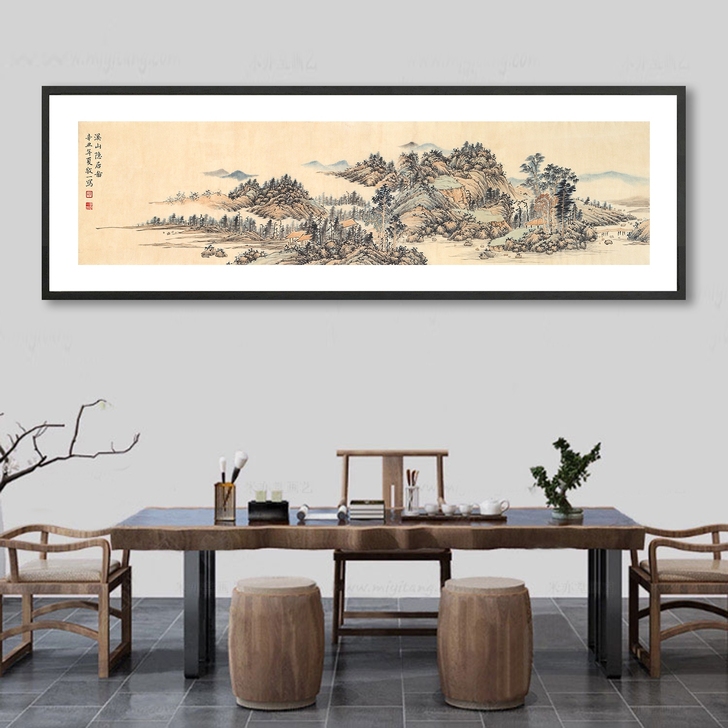 国画 山水画《溪山隐居图》国画 纯手绘