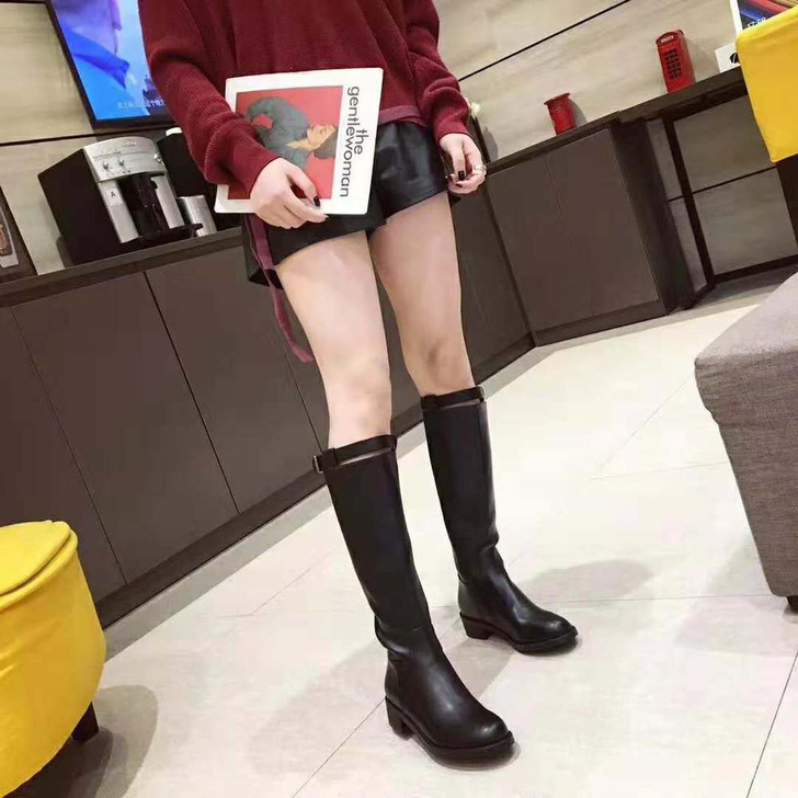 加绒保暖增高显瘦百搭真皮长筒靴 36码，去...