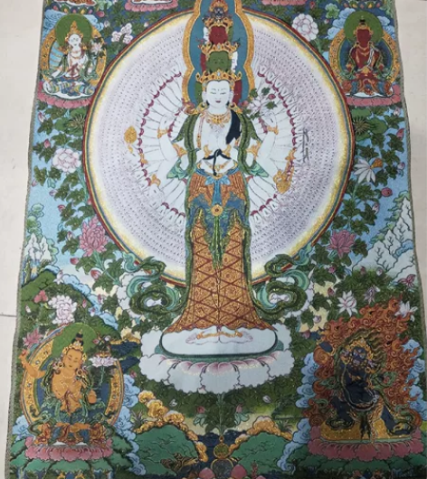 赔钱急出，高价买的唐卡（千手观音）刺绣织锦...