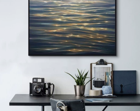 全新包邮！北欧ins风桌面装饰画波光粼粼的...