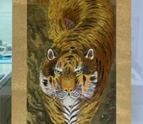 日本老画 日本回流，骨质轴头。 虎之神韵恢...