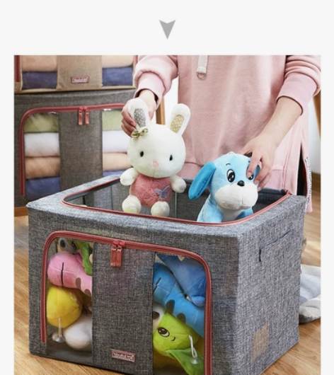 优芬收纳箱布艺带盖家用百纳整理箱收纳袋物箱...