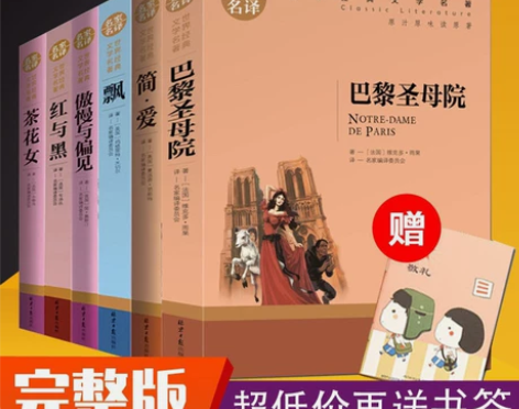 20元三本，红与黑，巴黎圣母院，茶花女，傲...