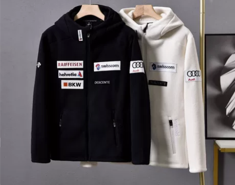 迪桑特男士加绒连帽夹克外套！内里加绒，户外...