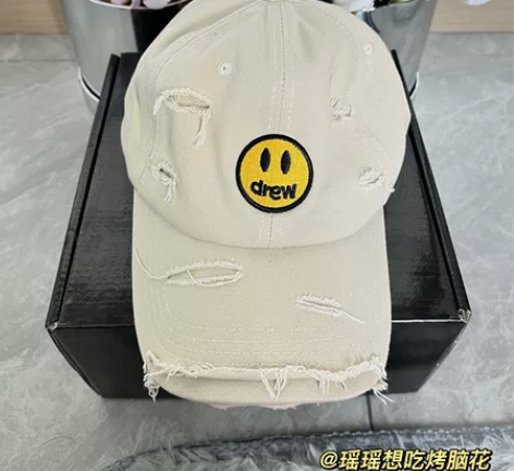 Drew House笑脸帽子夏破洞棒球帽 ...