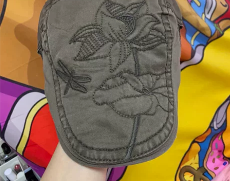 外贸英伦复古荷花蜻蜓刺绣时尚春秋季贝雷帽女...