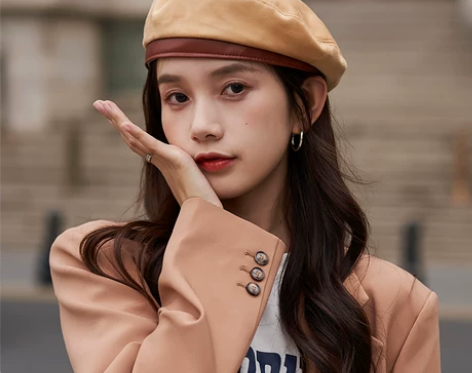 纯色光身贝雷帽秋冬天麂皮绒英伦复古保暖画家...