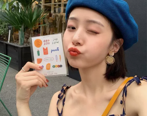 蜗牛爬爬家/日系百搭蓝色贝雷帽女夏季薄款i...