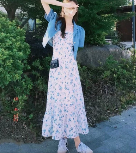 法式纯欲小清新碎花吊带连衣裙子小众设计20...