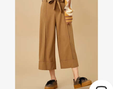 ?乐町高腰阔腿裤九分裤ins超火的裤子新款...