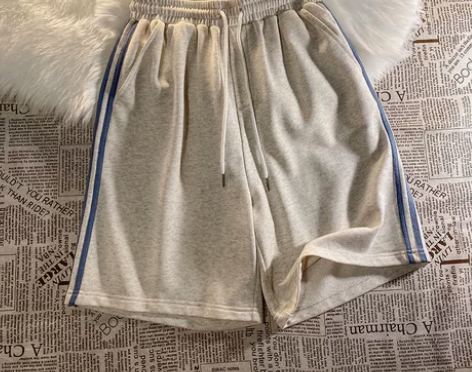 三条扛短裤女夏运动宽松外穿国潮复古五分裤休...