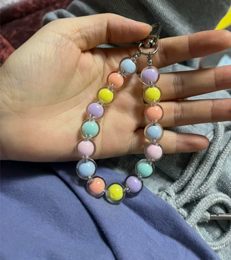 手机挂绳短款挂件新款网红女款马卡龙色挂饰水...