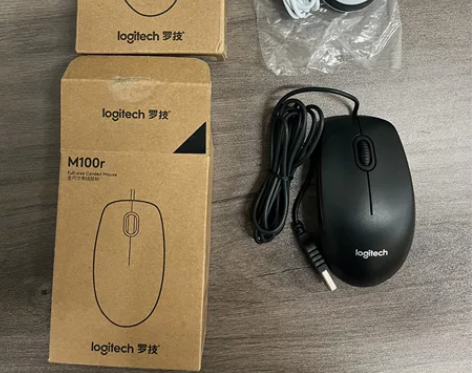 罗技M100R有线鼠标办公静音家用台式电脑...