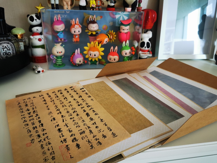 珊瑚笺草木染宣纸半生熟手工宣纸函套画片软卡...