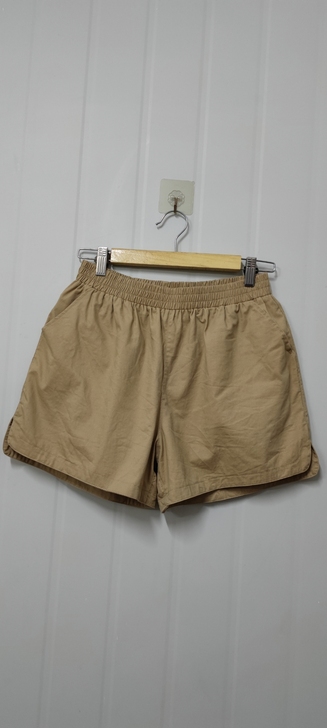 韩版卡其色棉质高腰阔腿裤短裤女夏季宽松百搭...