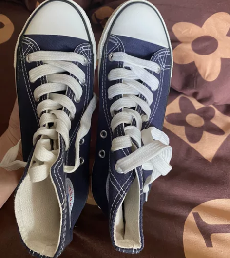 高帮帆布鞋女韩版学生板鞋36码 全新 藏蓝...