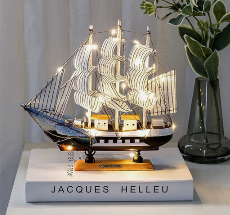 【数量不多】一帆风顺帆船模型摆件客厅房间酒...