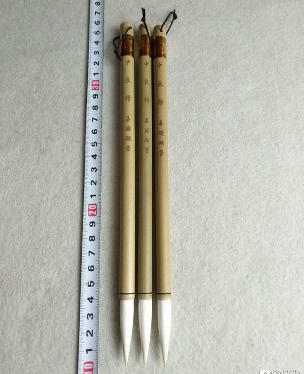 善琏湖笔羊毫中长锋三支合拍，精选青杠竹笔杆...