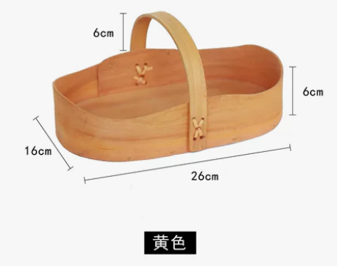 木片编织收纳篮田园创意面包篮水果蔬菜提手篮...