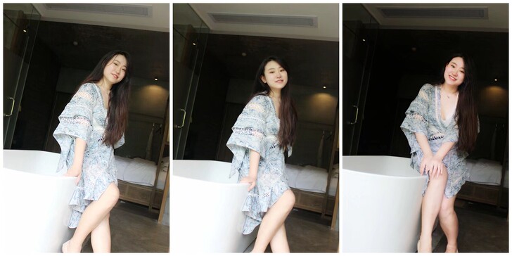 淡雅湖水纹印花重工拼接镂空蕾丝花边复古不规...