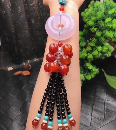 精品玉髓平安扣搭配星月菩提，车挂、可挂家里...