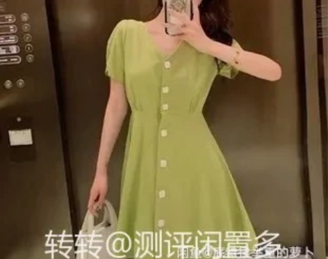 夏季连衣裙 短裙 v领法式裙茶歇连衣裙牛油...