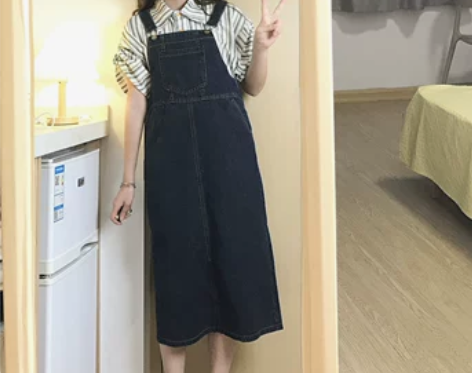 150小个子牛仔背带裙2022新款夏季洋气...