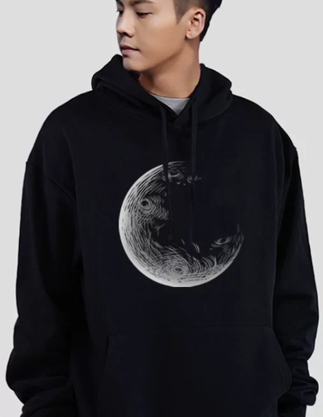 美式复古月亮印花卫衣男连帽陈伟霆潮牌ins...