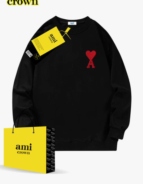 AMI CROWN2022新款秋季圆领美式...