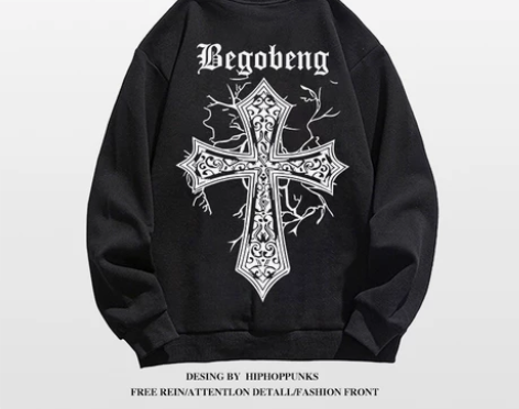 秋季美式复古高街圆领卫衣男ins嘻哈风国潮...