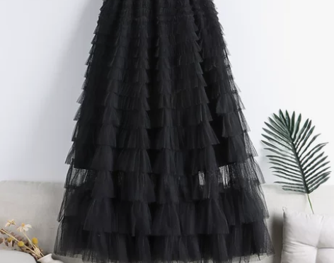 2022年秋季新款多层网纱拼接蛋糕裙a字长...