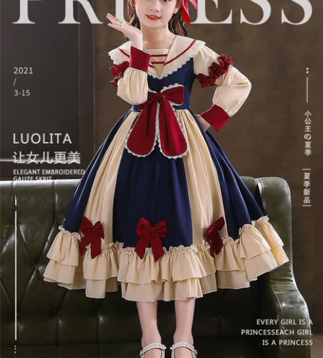 女童洛丽塔公主裙2022新款短袖裙子儿童夏...