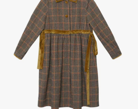 午睡自制日系 格子毛呢子连衣裙女中长款外套...