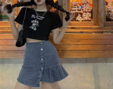 不规则鱼尾牛仔短裙子女2022夏季ins风...