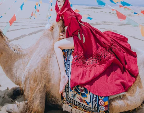 旅游拍照裙子海边度假沙滩裙草原沙漠长裙超仙...