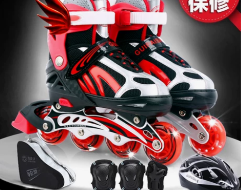 溜冰鞋儿童全套装直排轮滑旱冰男童女童初学者...