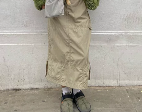 欧美辣妹风时尚街头拼接开叉个性工装户外半身...