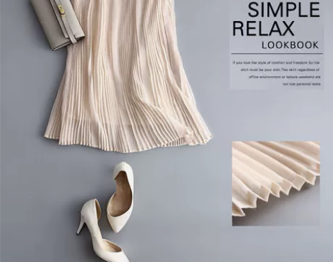 全新带吊牌 雪纺百褶裙高腰a字中裙气质ol...