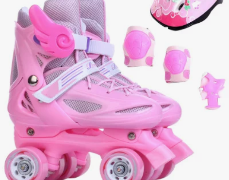 伴威初学四轮双排儿童溜冰鞋，尺寸31－34...