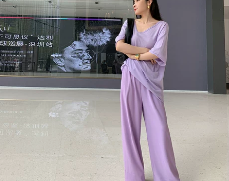 裤子女2020春新款显瘦百搭空气裤高腰垂感...