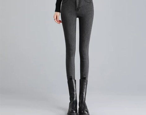 复古高腰铅笔牛仔裤女秋季2022年新款韩版...