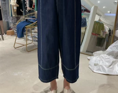 ?5.14夏上新 日系明线民族风七分牛仔裤...