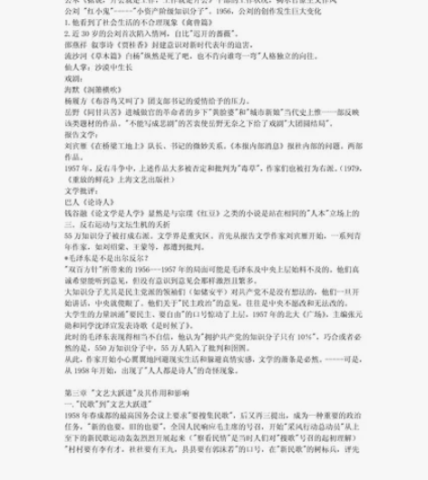 中国当代文学考研笔记，里面包含名词解释，简...