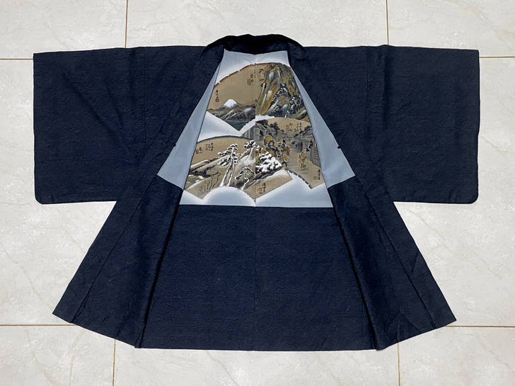 中古和服,男士羽织,日本正统和服,内衬正绢...